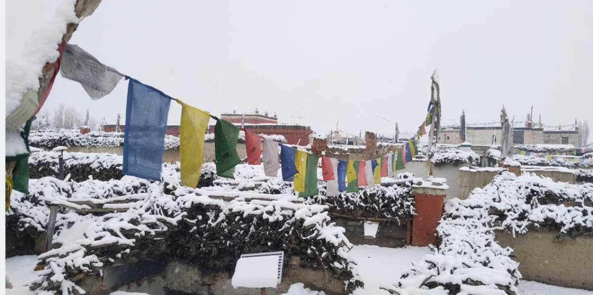 मुस्ताङको मुक्तिनाथ क्षेत्रमा हिमपात