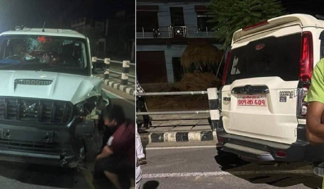 गोदावरीका मेयर भट्ट सवार गाडी मध्यरातमा दुर्घटना