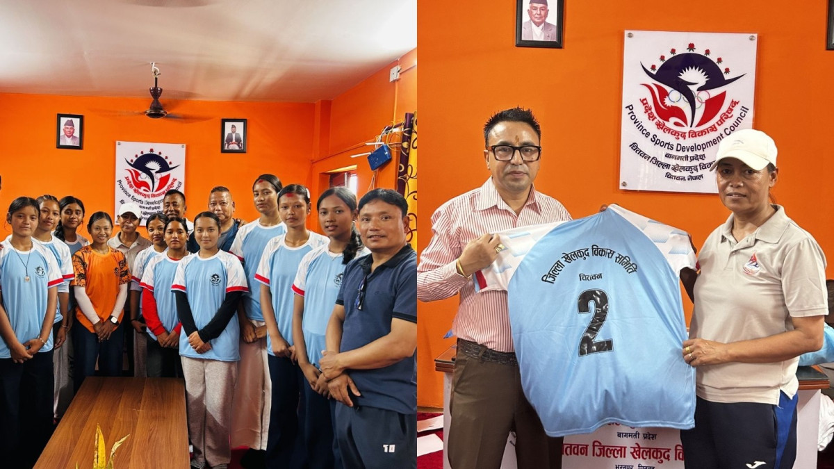 चितवनबाट बागमती प्रदेश खेलकुदमा सहभागी हुने खेलाडीलाई खेल सामग्रीसहित बिदाई